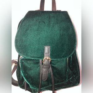 Emerald Green Velveteen Backpack